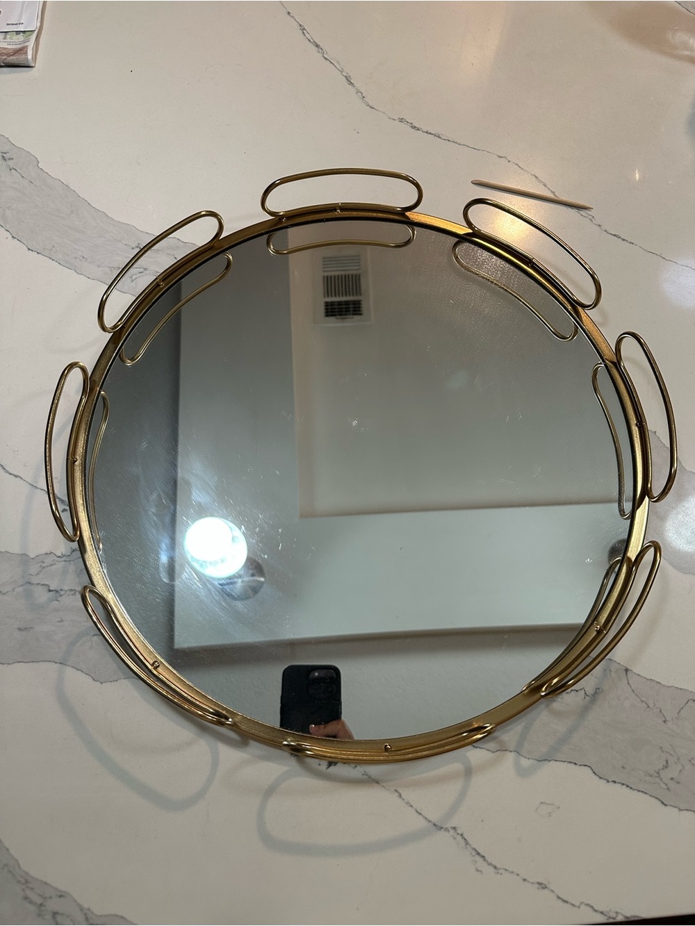 Gold Mirrored Vanity Tray with Decorative Handles - Picture 2 of 4